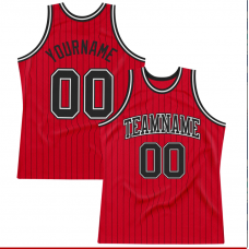 CUSTOM RED BLACK PINSTRIPE BLACK-WHITE BASKETBALL