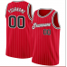 CUSTOM RED WHITE PINSTRIPE BLACK-WHITE BASKETBALL 