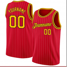 CUSTOM RED GOLD PINSTRIPE GOLD-BLACK BASKETBALL 