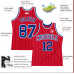 CUSTOM RED WHITE PINSTRIPE ROYAL-WHITE BASKETBALL 