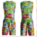 CUSTOM GRAFFITI PATTERN NEON GREEN-WHITE ROUND NECK SUBLIMATION BASKETBALL SUIT 