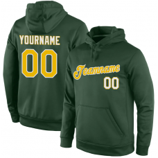 Custom Stitched Green Gold-White Sports Pullover Sweatshirt Hoodie