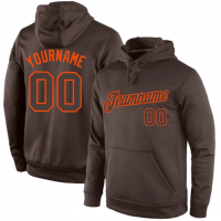 Custom Stitched Brown Brown-Orange Sports Pullover Sweatshirt Hoodie